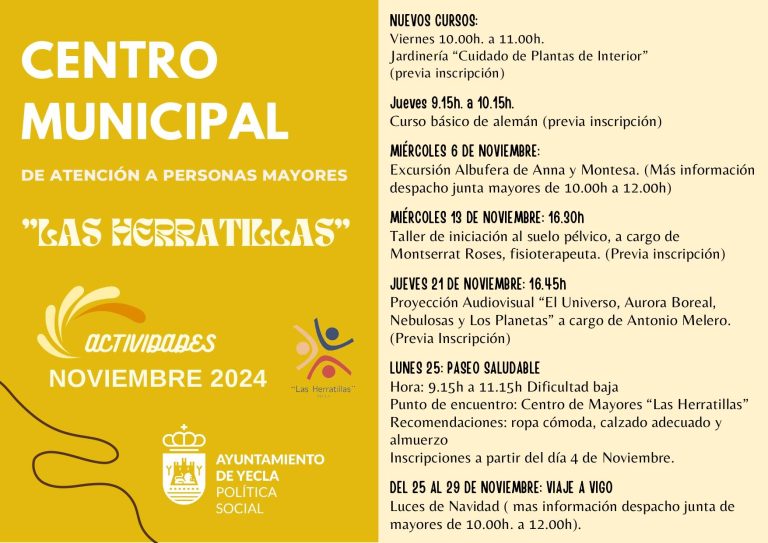 El Centro de Mayores de Herratillas presenta sus actividades de noviembre